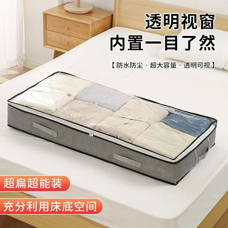 SRETNO Foldable Bed Sheet Storage Box Space Saving Multi-functional Quilt Cover Case Dustproof Underbed Storage Bags Household