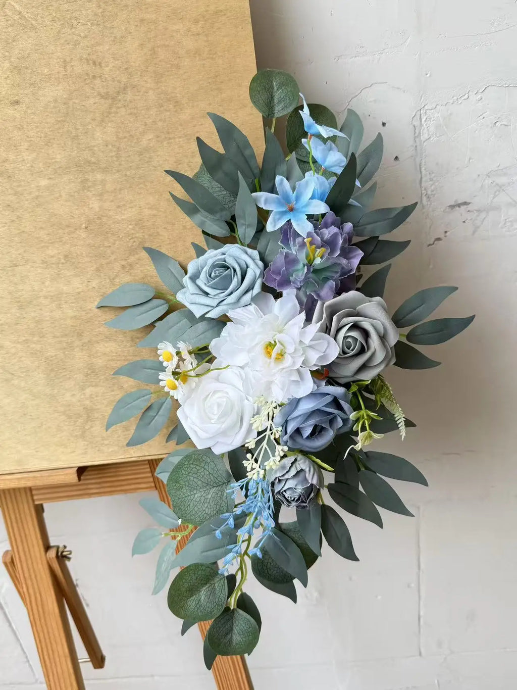 Artificial Wedding Arch Flowers Kit Boho Dusty Rose Blue Eucalyptus Garland Drapes for Wedding Decorations Welcome Sign