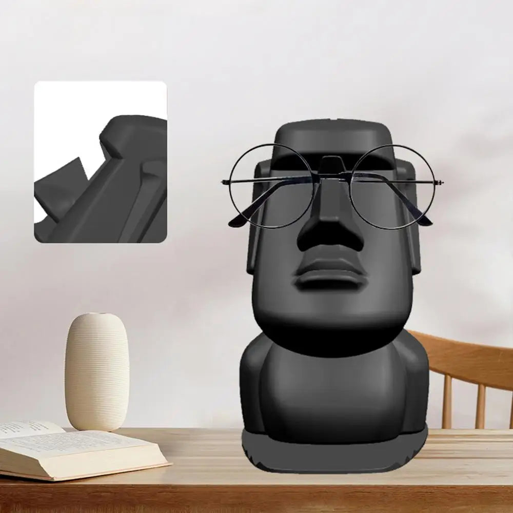 Creative Resin Moai Statue Figurines Ornament Glasses Stand Holder Easter Island Sunglasses Display Gift for Home Decoration