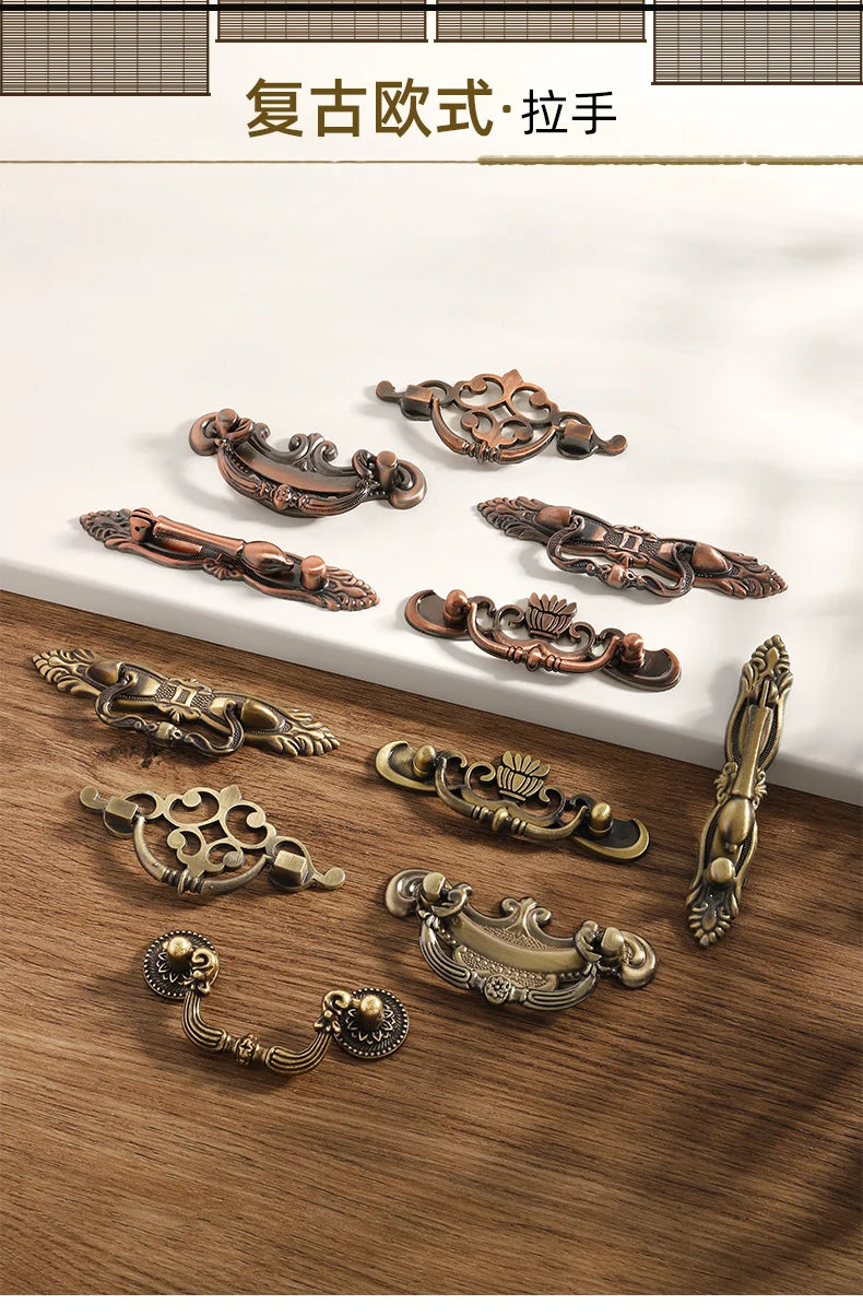 Red/Green Bronze AntiqueEuropean classical  old-fashioned furniture kitchen cabinet handle shoe cabinet drawer zinc alloy handle