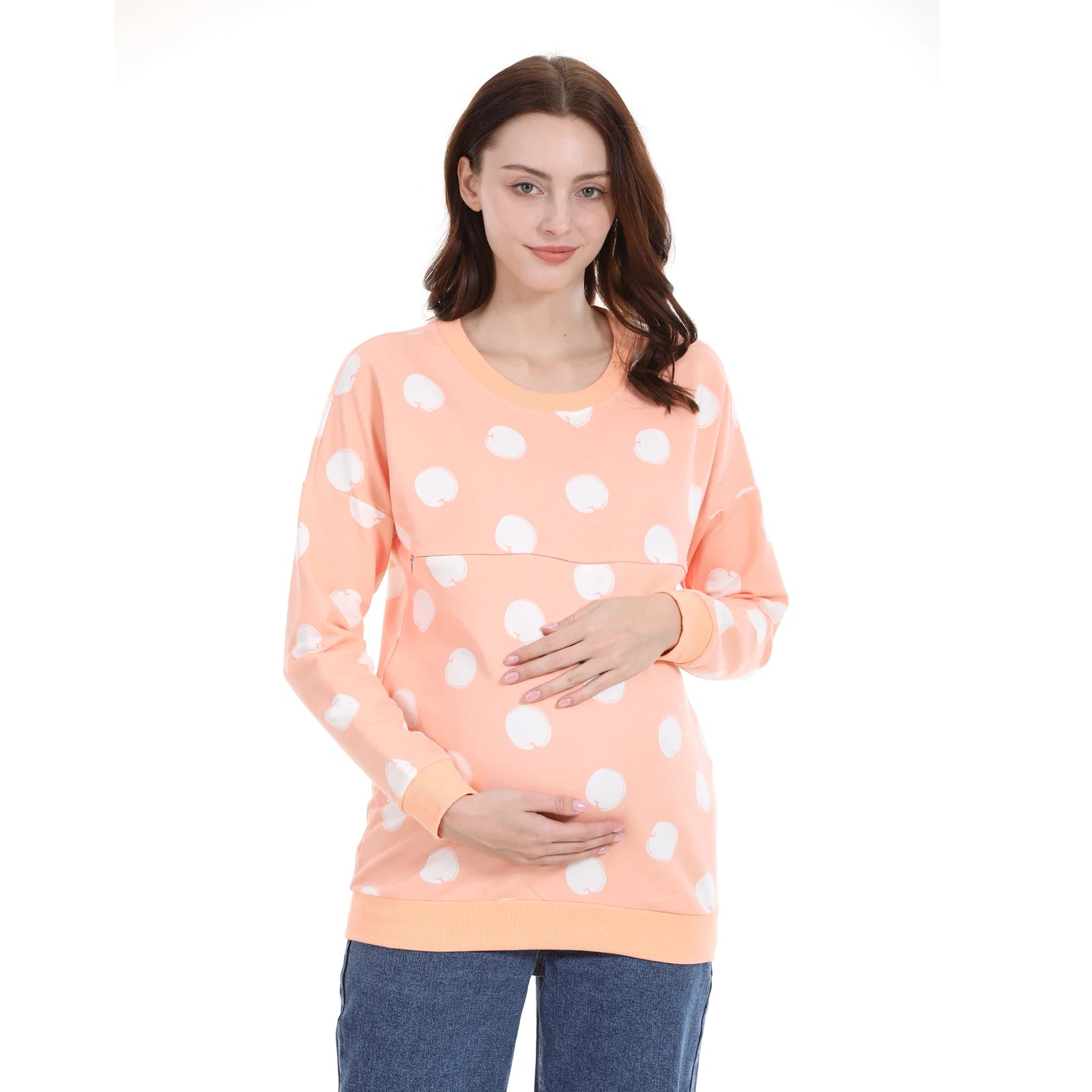 Big Size Autumn Winter Maternity Clothes Hoodies Cotton Long Sleeve Nursing Top Breastfeeding Clothes Sweater for Pregnant Women
