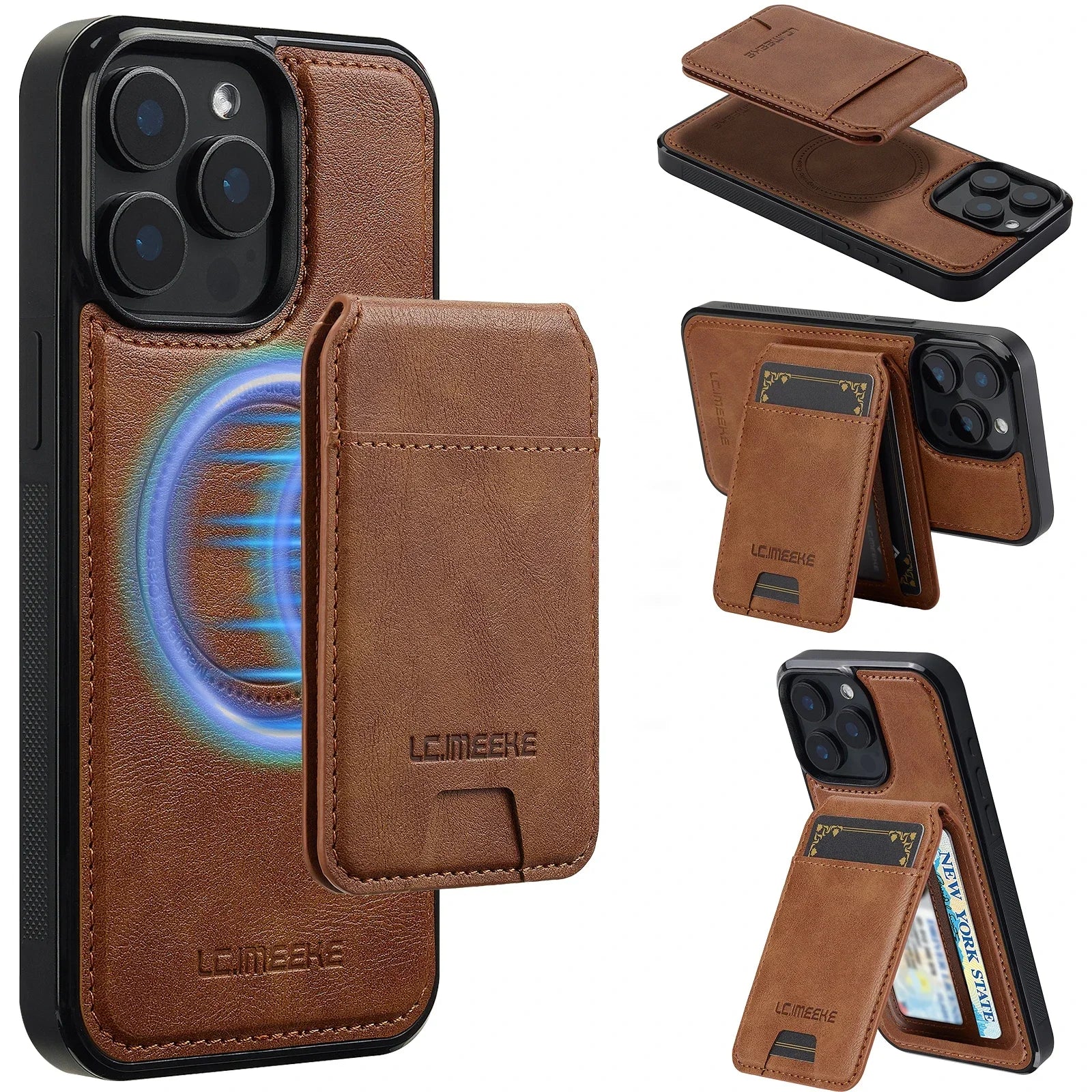 Detachable Magnetic 2 In 1 Leather Case For iPhone 16E 17 1615 14 13 12 11 Pro XS Max Air XR 8 7 Plus SE Card Pocket Phone Cover