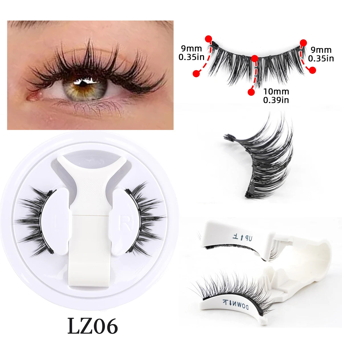 Reusable Magnetic Eyelashes 1 Pair Natural Curly Fluffy Magnetic False Eyelashes No Glue Needed Lashes Makeup with Tweezer Set