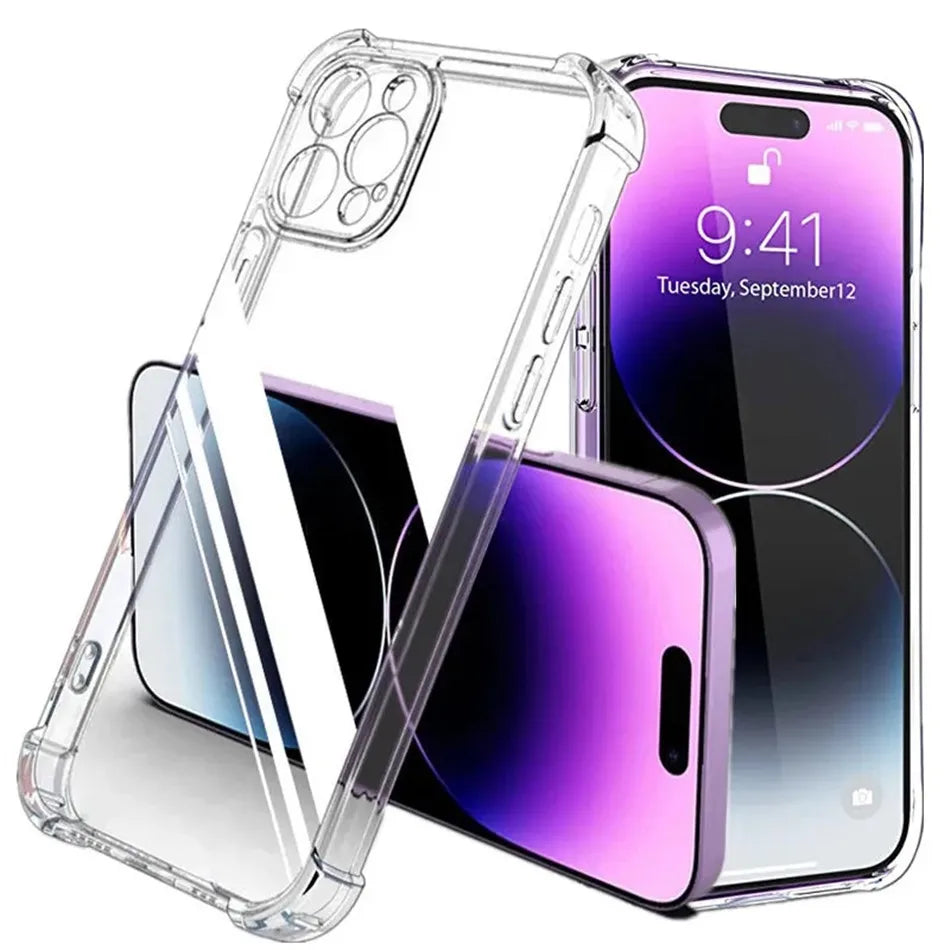 Luxury Shockproof Silicone Clear Phone Case For iPhone 17 16 15 14 13 12 11 Pro Max Mini X XR Xs 7 8 Plus Transparent Soft Cover