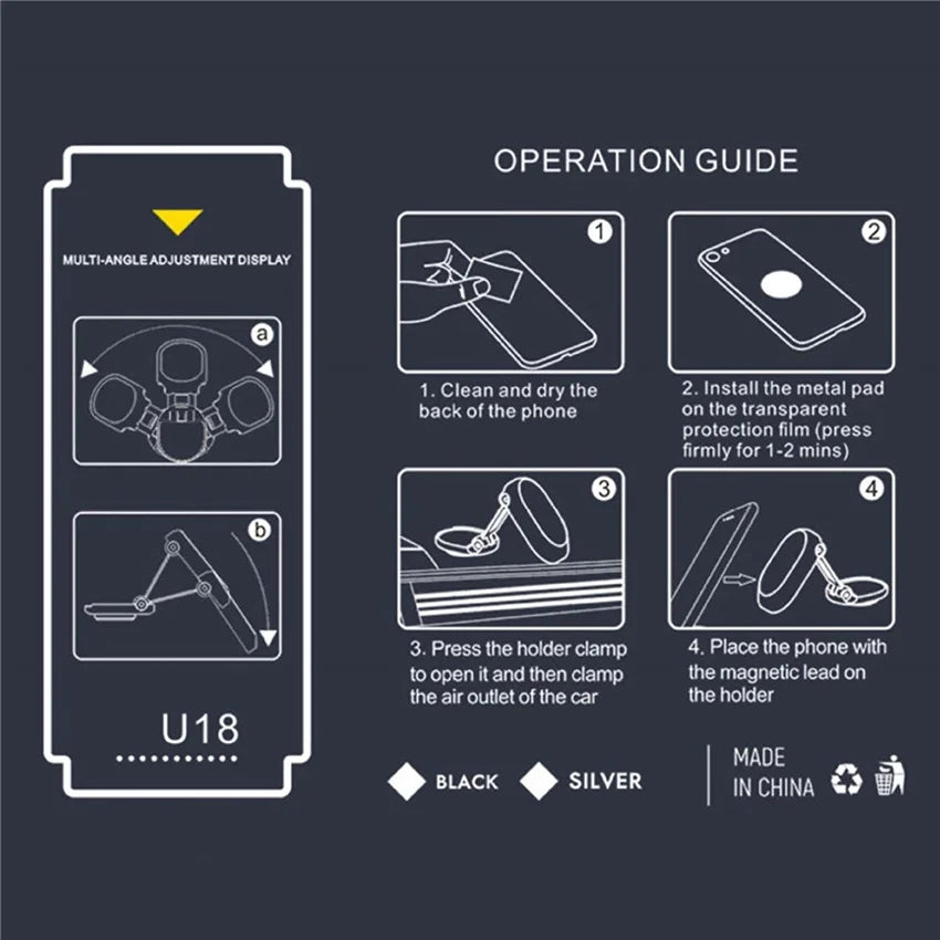 1080° Rotatable Magnetic Car Phone Holder Magnet Smartphone Support GPS Foldable Phone Bracket in Car For IPhone Samsung Xiaomi