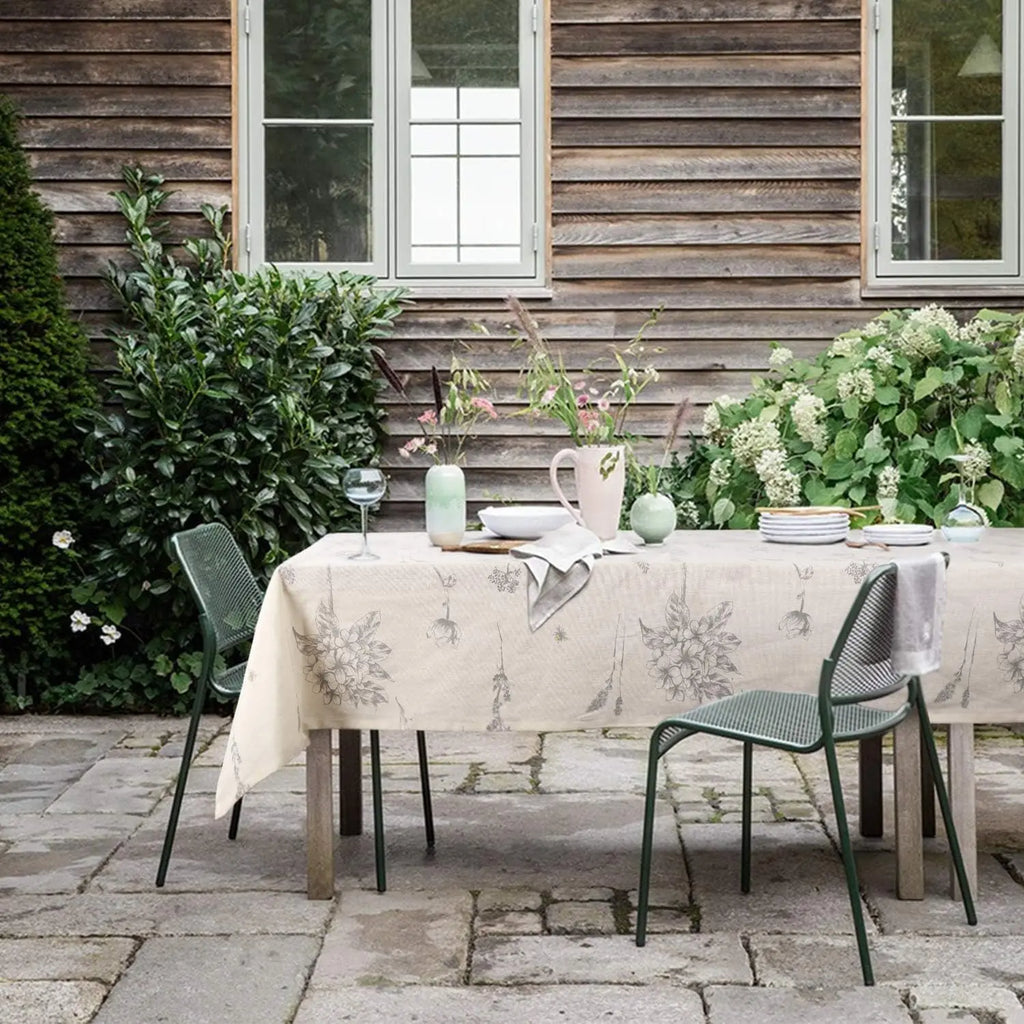 Print Cotton Linen Tablecloth Rustic Garden Natural Botanical Decorative Table Cover for Kitchen Dining Spring Summer Picnic