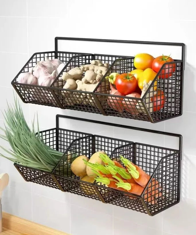 Kitchen Wall Hanging Storage Rack Multi-functional Onion Ginger Garlic Storage Rack Storage Box Basket Vegetable Basket