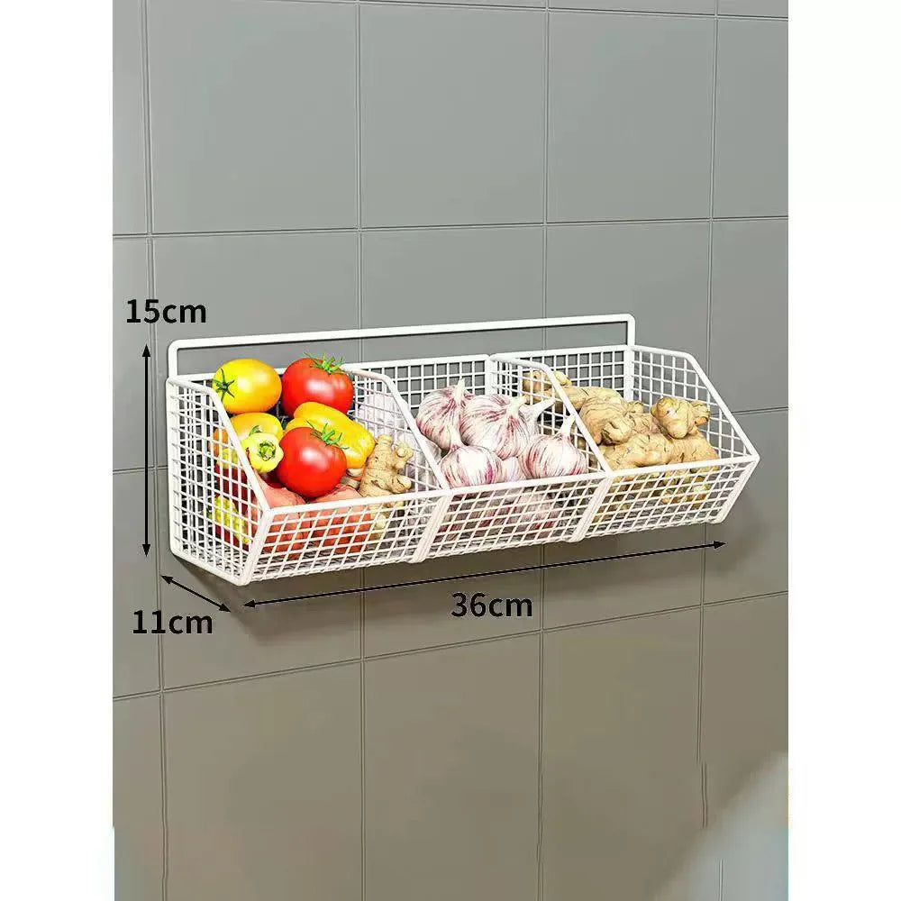 Kitchen Wall Hanging Storage Rack Multi-functional Onion Ginger Garlic Storage Rack Storage Box Basket Vegetable Basket