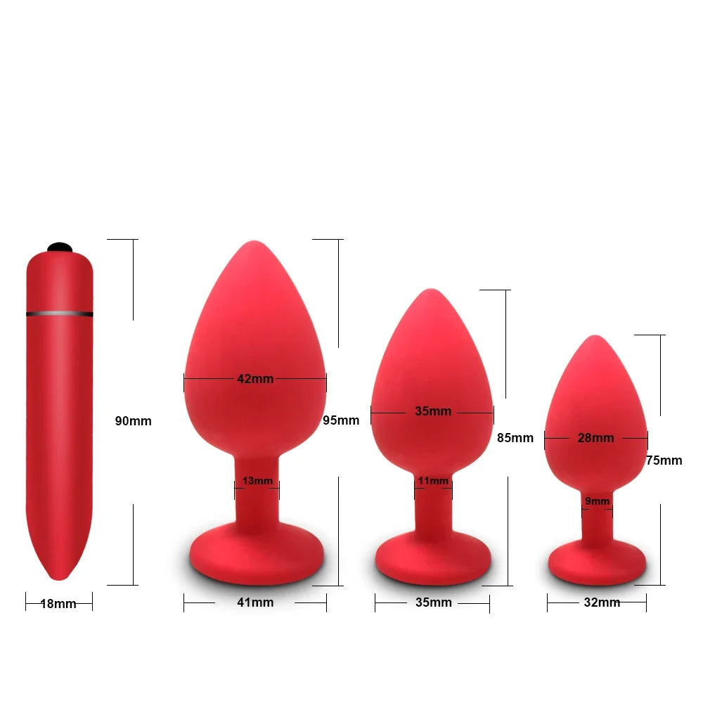 4pcs Soft Silicone Anal Plug Mini Erotic Bullet Vibrator Butt Plug Sex Toy for Men Women Gay Couples Anal Prostate Stimulator
