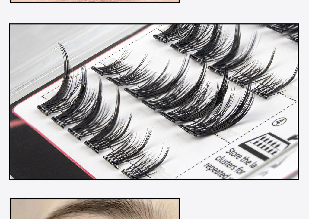 Vipuda Self Adhesive Cluster Lashes Press on No Glue Needed Segmented Eyelashes Reusable DIY Individual Eyelash Extension