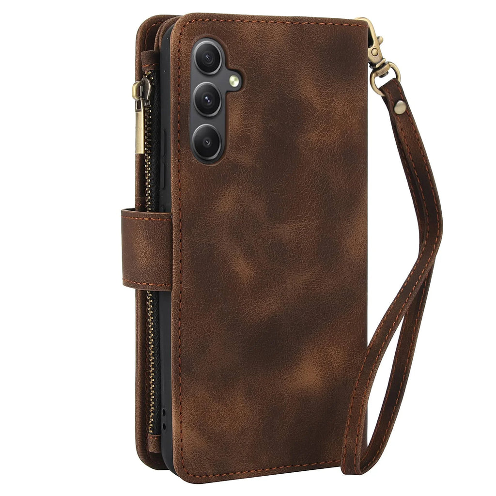 for Samsung Galaxy A35/A34/A25/A24/A73/A72/A55/A54/A53/A52/A15/A14 Case Wallet, Durable Leather Magnetic Buckle Flip Card Holder