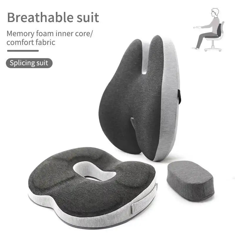Memory Foam Office Chair Cushion Car Seat Support Waist Pillow Massage Lumbar Orthopedic Pillow Buttock Coccyx Cushion Back Pads