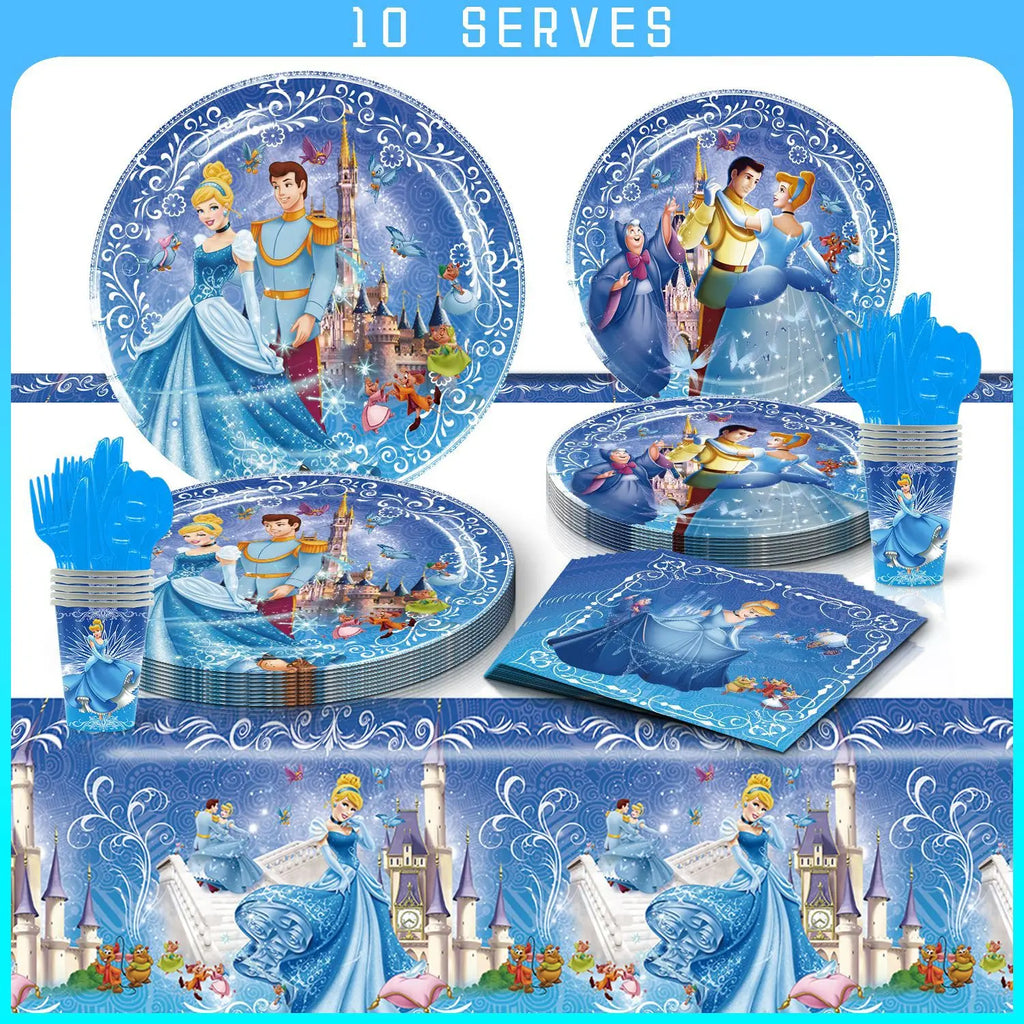 Disney Cinderella Princess Birthday Party Decoration Girls Cinderella Birthday Party Favors Plates Cup Napkins Tablecloth Supply