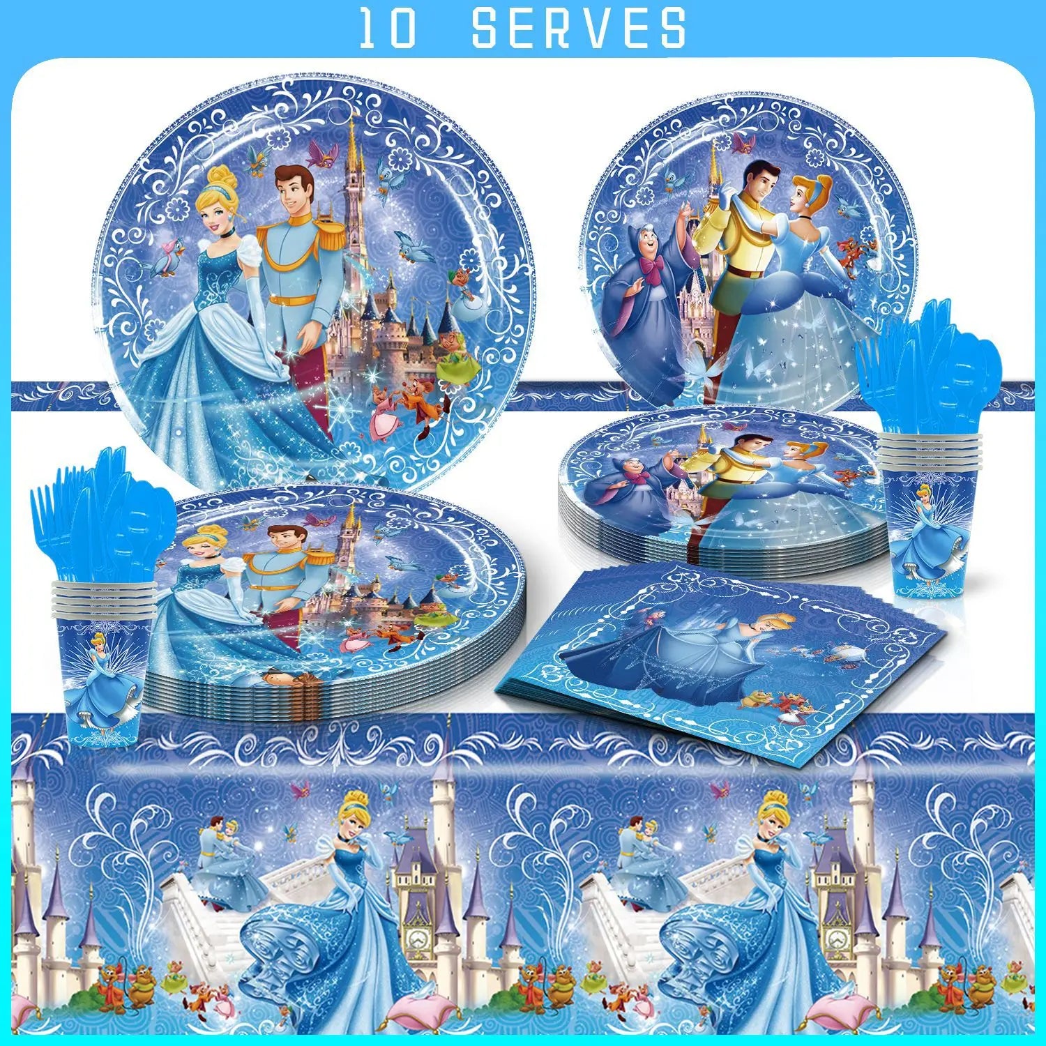 Disney Cinderella Princess Birthday Party Decoration Girls Cinderella Birthday Party Favors Plates Cup Napkins Tablecloth Supply