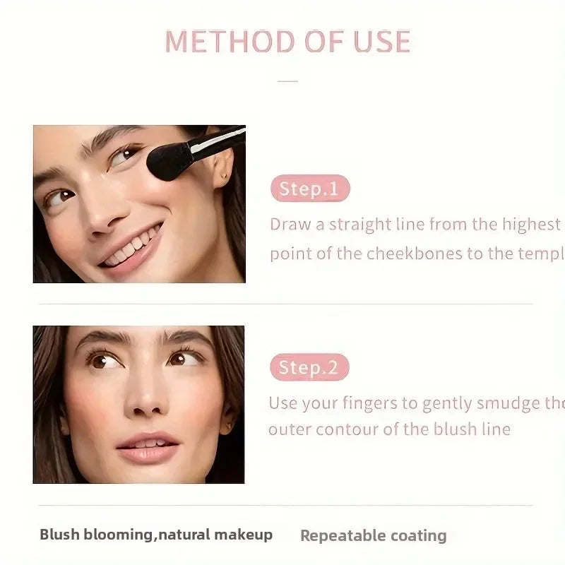 Matte 3D Single Color Blush Natural Cheek Tint Waterproof Face Contouring Powder Soft Korean Style Female Makeup Brightening