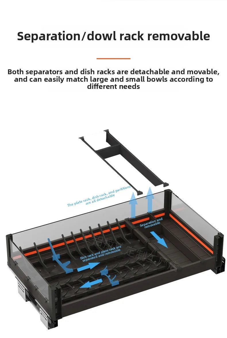 Kitchen Basket Cabinet Basket Thickened Aluminum Alloy Double Drawer Storage Dish Rack Cabinet Kitchen Cabinet Storage Basket