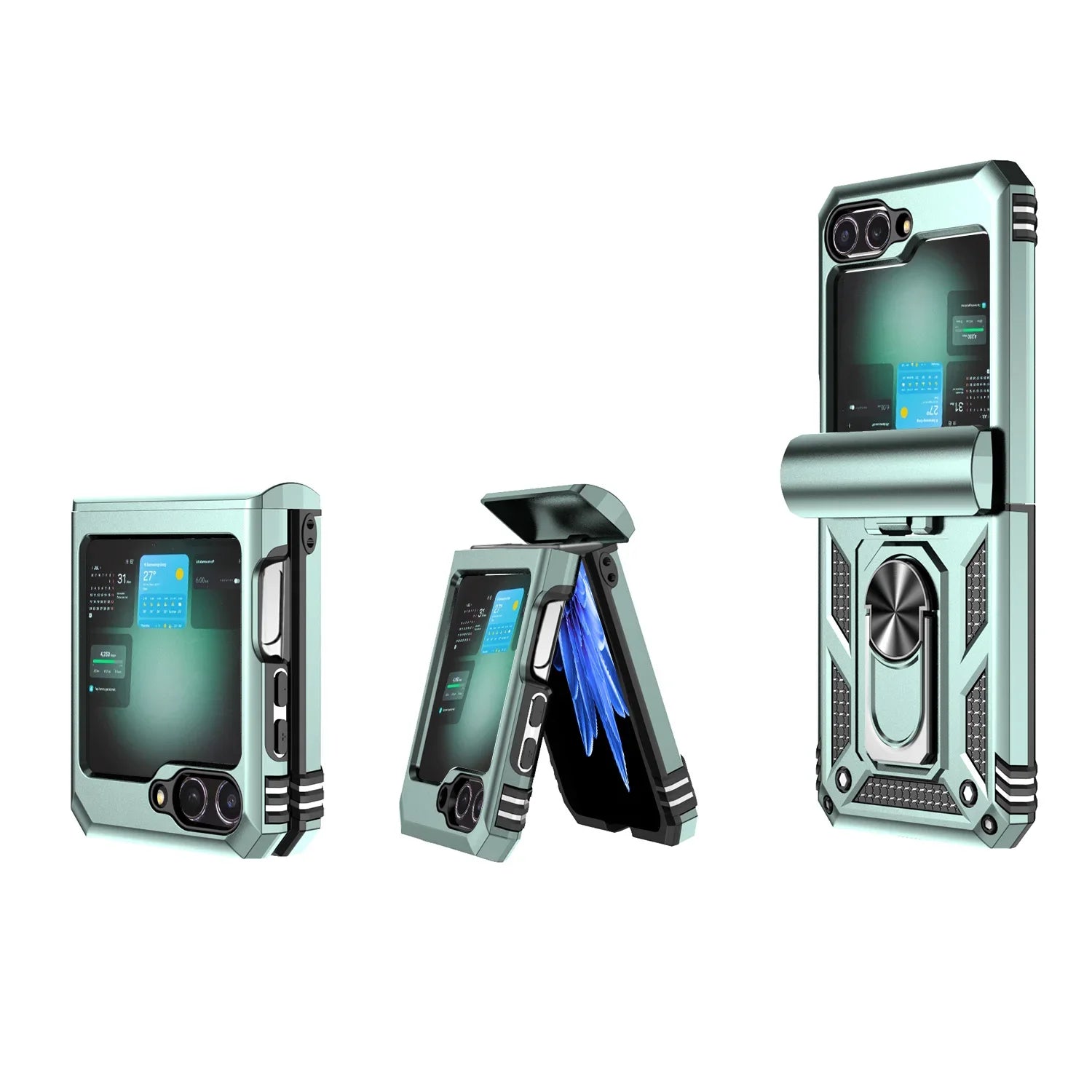 Case For Samsung Galaxy Z Flip 7 5G Z Flip 6 Military Grade Shockproof Heavy Duty Protective Armor Magnetic Kickstand Ring Cover