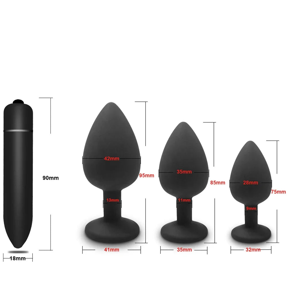 4pcs Soft Silicone Anal Plug Mini Erotic Bullet Vibrator Butt Plug Sex Toy for Men Women Gay Couples Anal Prostate Stimulator