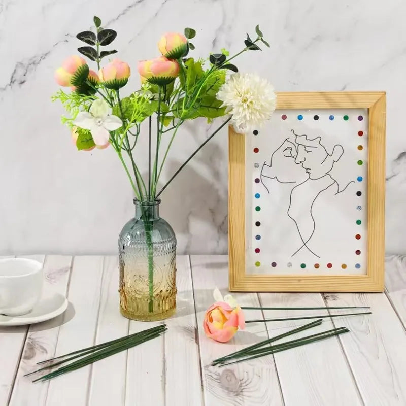 Artificial Flower Stem Plastic Stem Hydrangea Rose Flower Head Stick Rod for DIYWedding Decor Craft Accessory Flower Stem