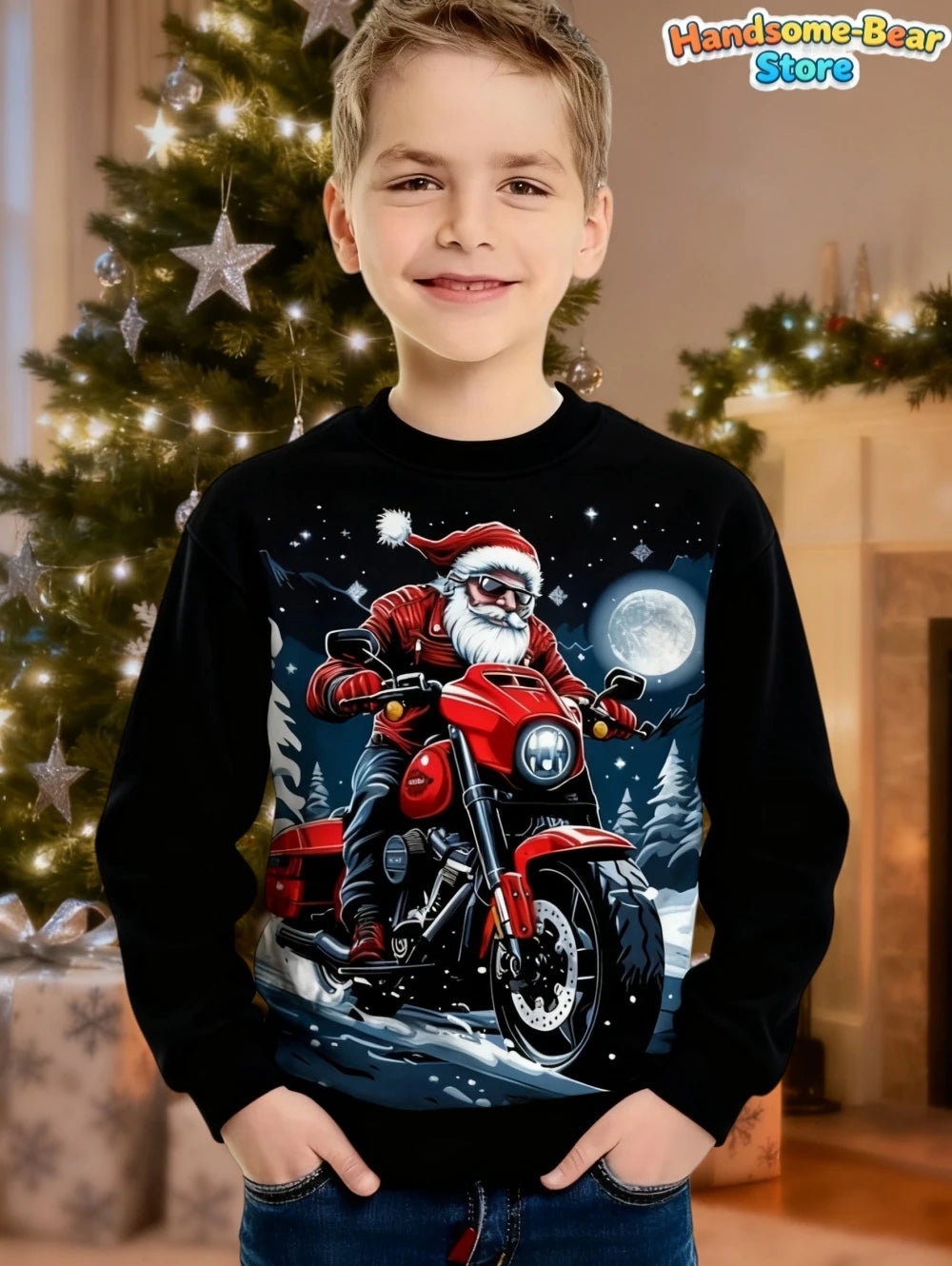 Children's Hoodies Santa Claus Christmas Print Girl Clothes Cute Cartoon Pullover Sweatshirt Casual Loose Children's Clothing