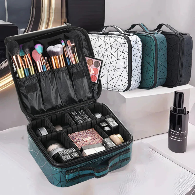 Female PU Leather Profession Makeup Case Nail Tool Suitcase For Women Cosmetics Box Beautician Cosmetics Organizer Storage Case