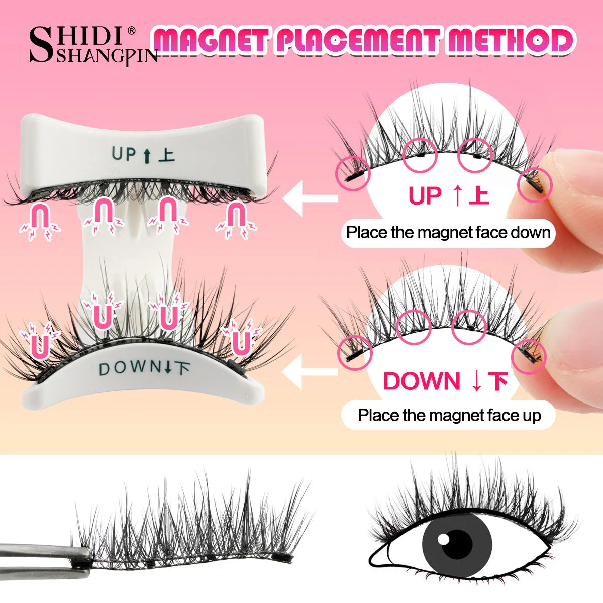 1Pair 3D Magnetic Lashes Kit Soft Natural Fluffy Reusable Faux Mink Eyelashes NO Glue Needed False Cilios Makeup Tools Mix Style