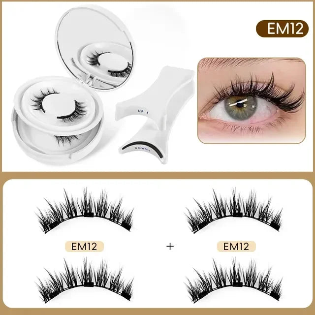 2pairs Magnetic False Eyelashes New Style Glue-Free Mink False Eyelashes Natural Nude Makeup With Mirror Reusable Beauty