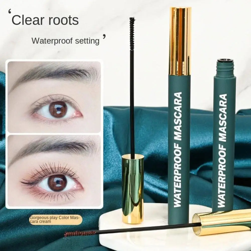 Black Waterproof Mascara - Lengthening Curling Sweatproof Smudge-Proof Eye Makeup Cosmetics Long-Lasting Volumizing for Women