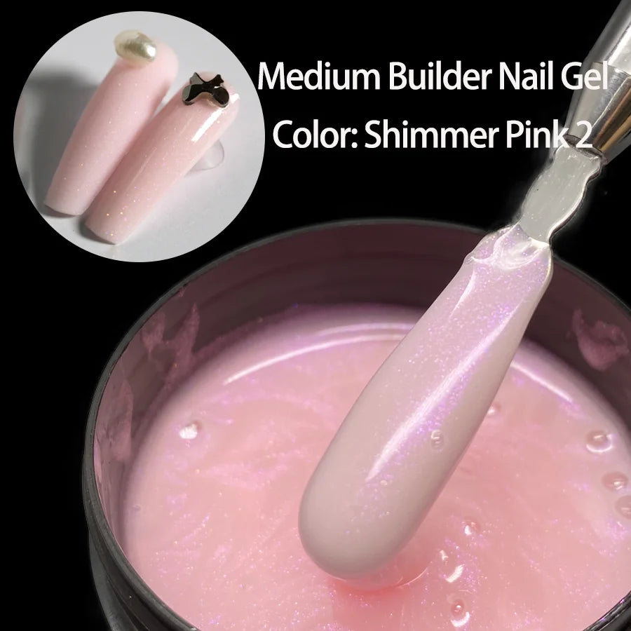 Jillnails 100g Shimmer Rose Milky White Pink Builder Nail Gel for Nails Extensions Self Leveling
