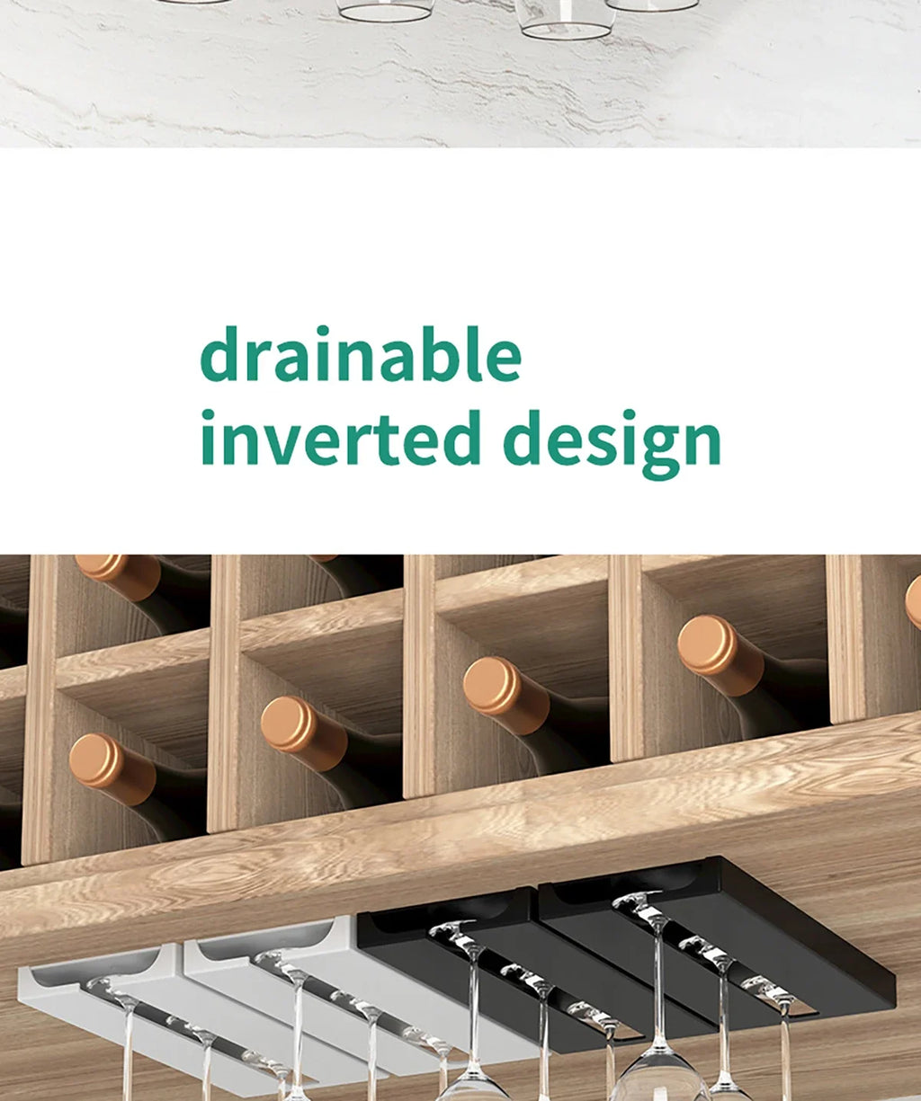 Kitchen Cabinet Free Punching Holder Wine Glass Rack Multi-Function Goblet Classification up Organizer Hanging Holder Shelf