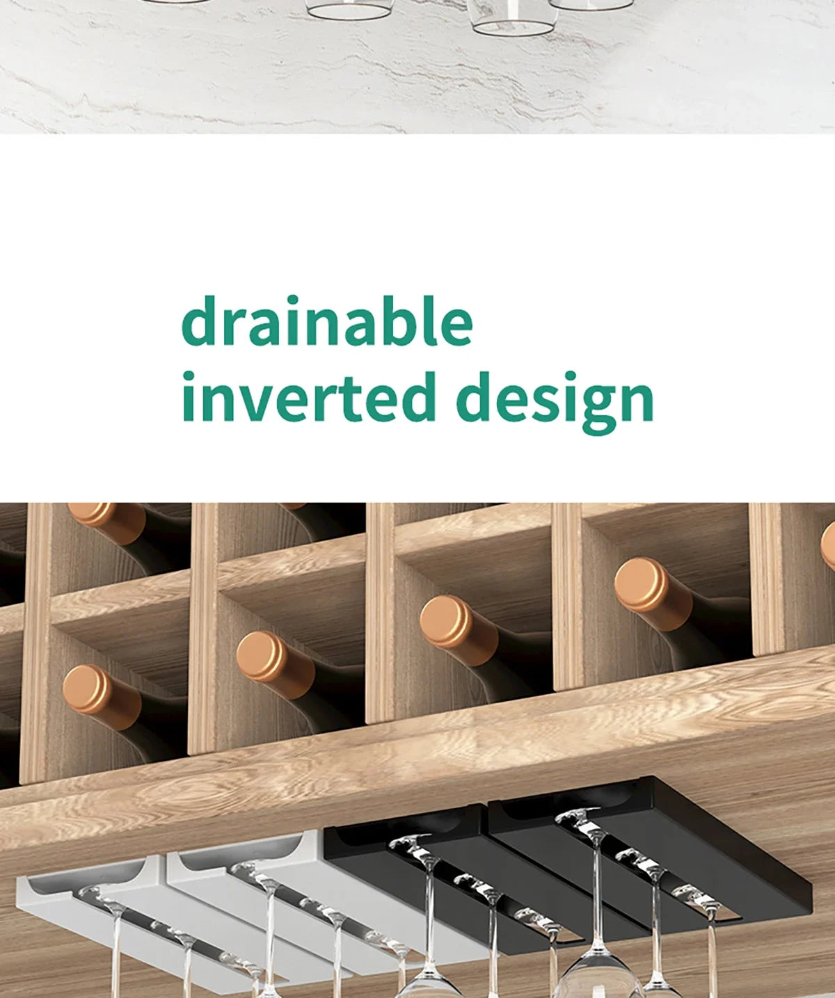 Kitchen Cabinet Free Punching Holder Wine Glass Rack Multi-Function Goblet Classification up Organizer Hanging Holder Shelf