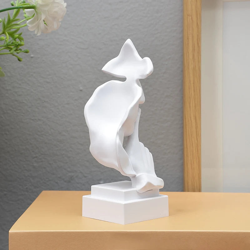 Mask Shush Gesture Ornament Finger Lip Statue Guardian Secret Home Decor Office Desktop Sculpture Gift Living Room Decoration