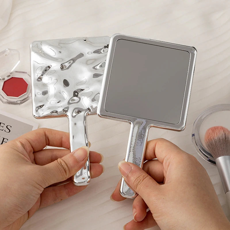 Square Handheld Makeup Mirror Liquid Shape Vanity Mirror With Handle Hand Mirror Spa Salon Compact Mirrors For Eyelash Extension