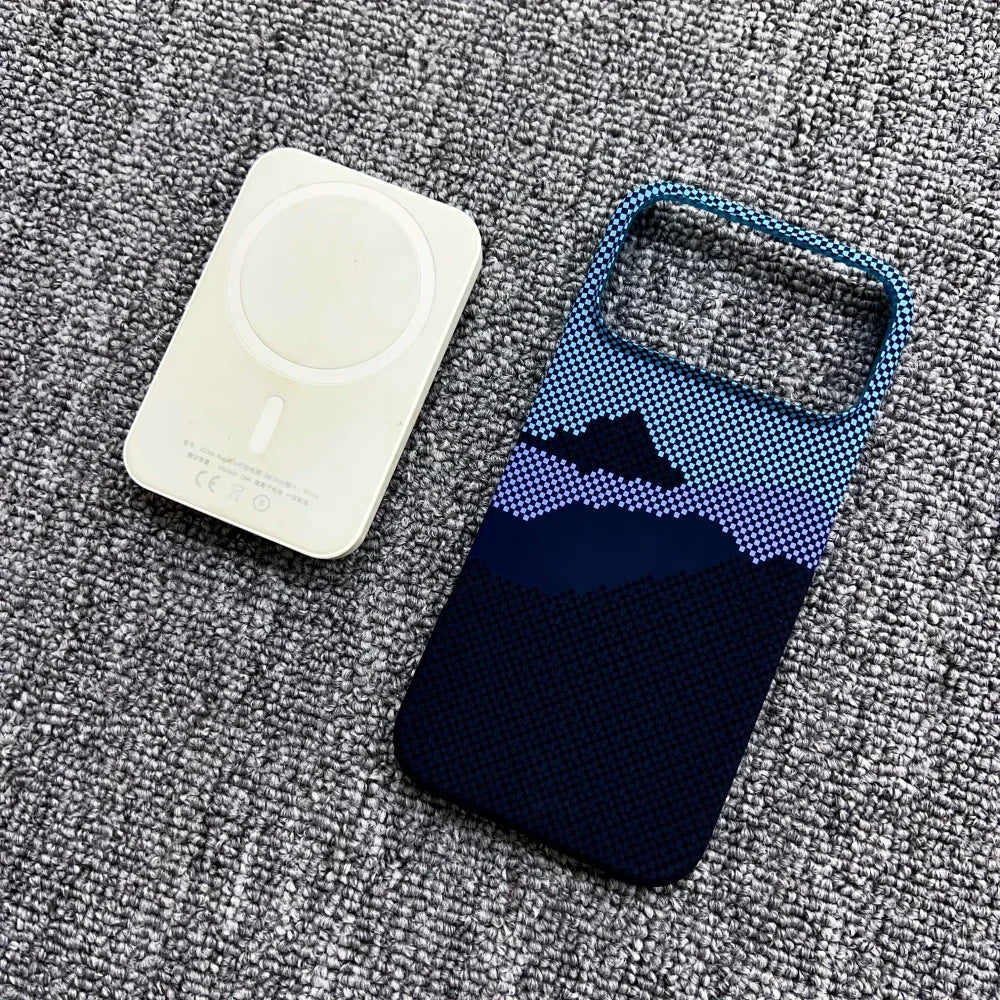 Luxury Slim Carbon Fibre Texture Magnetic Charging Case For iPhone 17 Air 16 Plus 15 14 13 12 Pro Max Half-pack Protect PC Cover