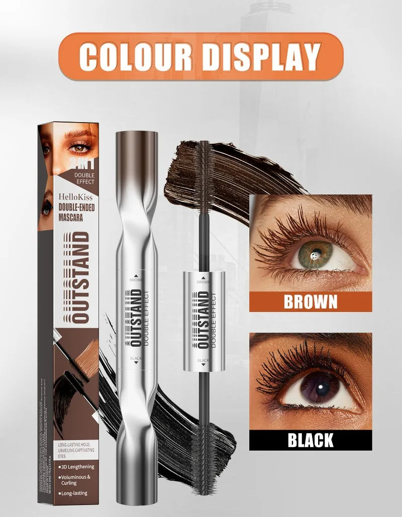 Dual-Ended Mascara - Black&Brown 2-in-1 Dual-Color Mascara Volumizing Curling Waterproof Long-Lasting Lash Cosmetic All-Day Wear