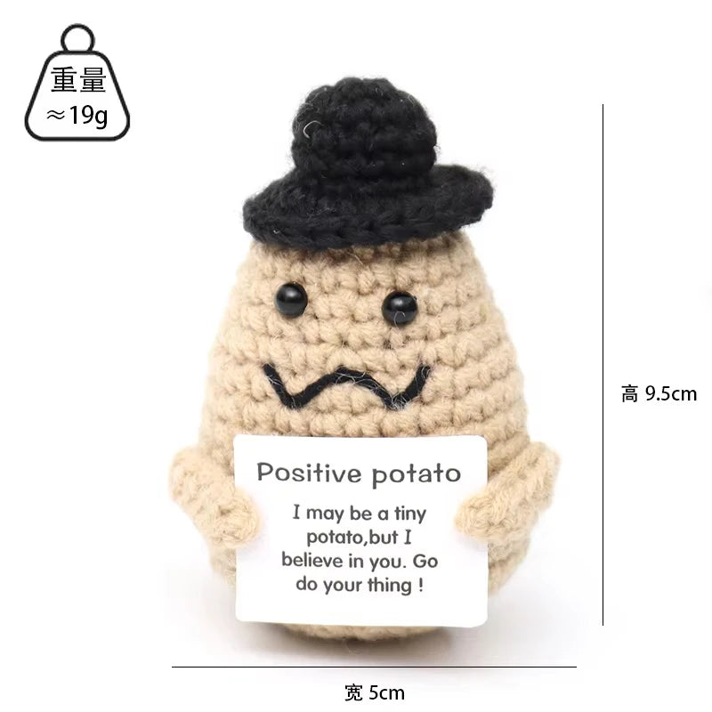 Positive Crochet Dolls Funny Potato Crochet Doll Emotional Support Animal Gift Creative Positive Crochet Figures for Friends