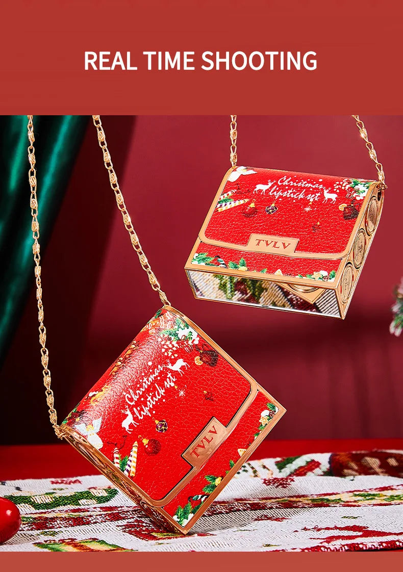 Christmas Matte Lip Gloss Set Lipstick Smooth Lasting Display Lip Gloss Waterproof Moisturizing Lipstick Holiday Gift Box Set