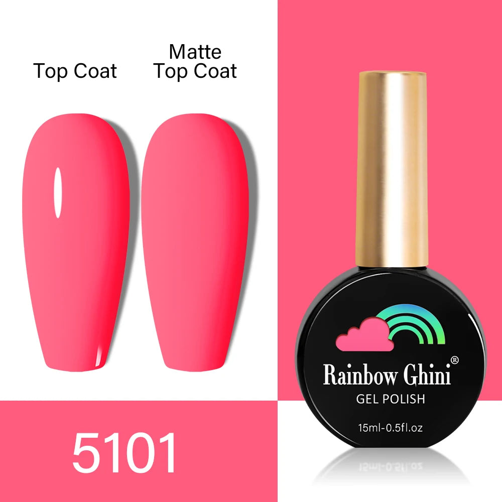 RG HEMA TPO FREE Neon Glitter Gel Nail Polish 15ml Nail Art Manicure Semi Permanent Gel Hybrid Varnishes Top Base Coat UV Nail