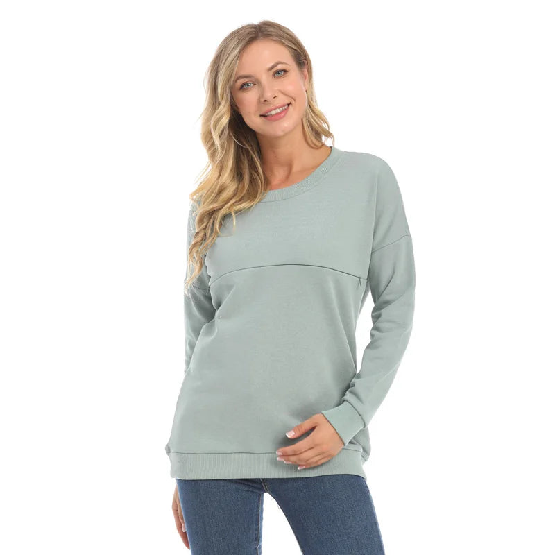 Big Size Autumn Winter Maternity Clothes Hoodies Cotton Long Sleeve Nursing Top Breastfeeding Clothes Sweater for Pregnant Women