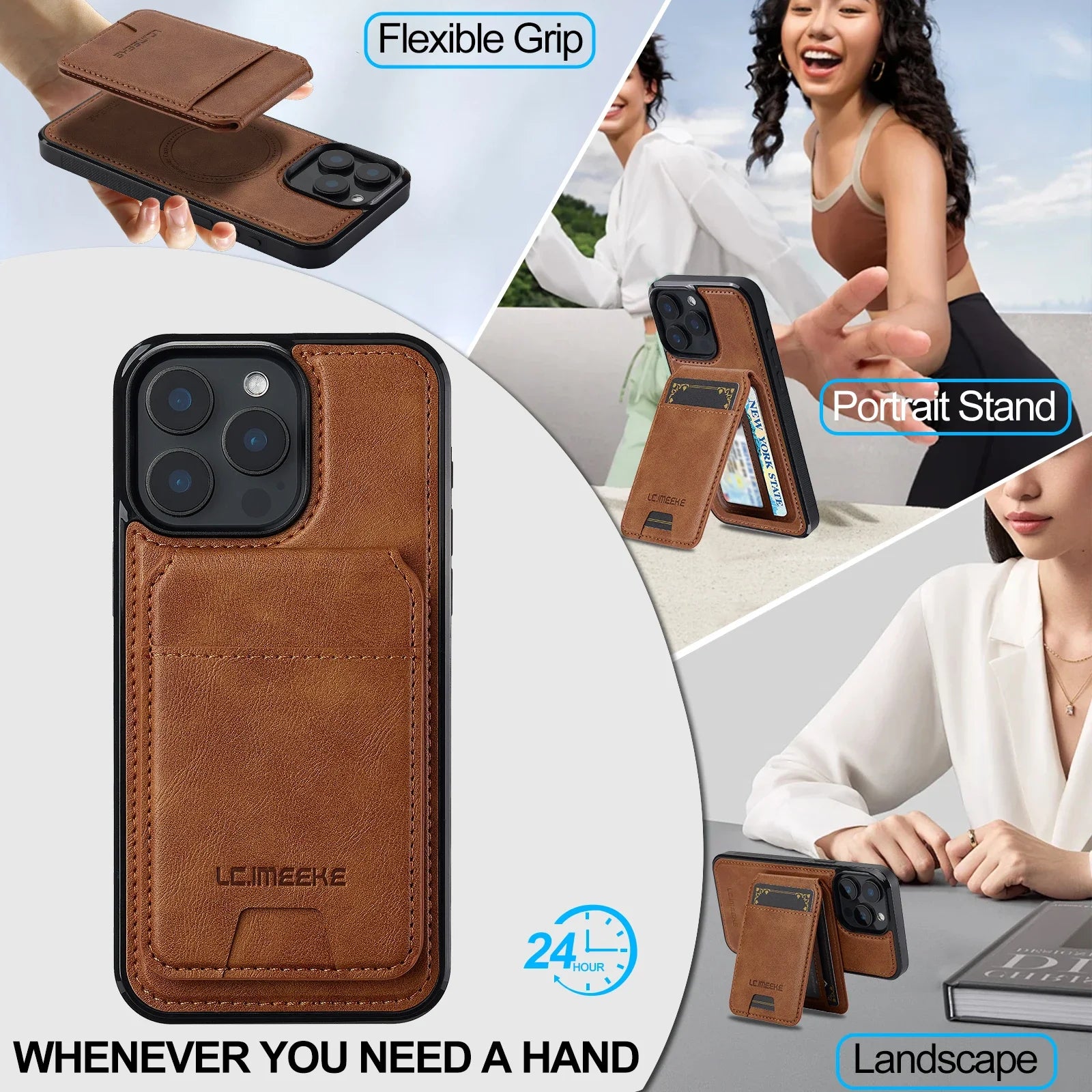 Detachable Magnetic 2 In 1 Leather Case For iPhone 16E 17 1615 14 13 12 11 Pro XS Max Air XR 8 7 Plus SE Card Pocket Phone Cover