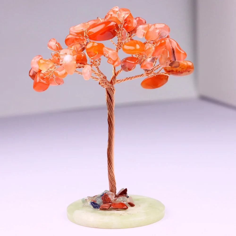 Amethyst Healing Crystals Tree Copper Wire Wrapped on Natural Stone Slice Base Home Desk Living Room Gemstone Decor Mini Sized