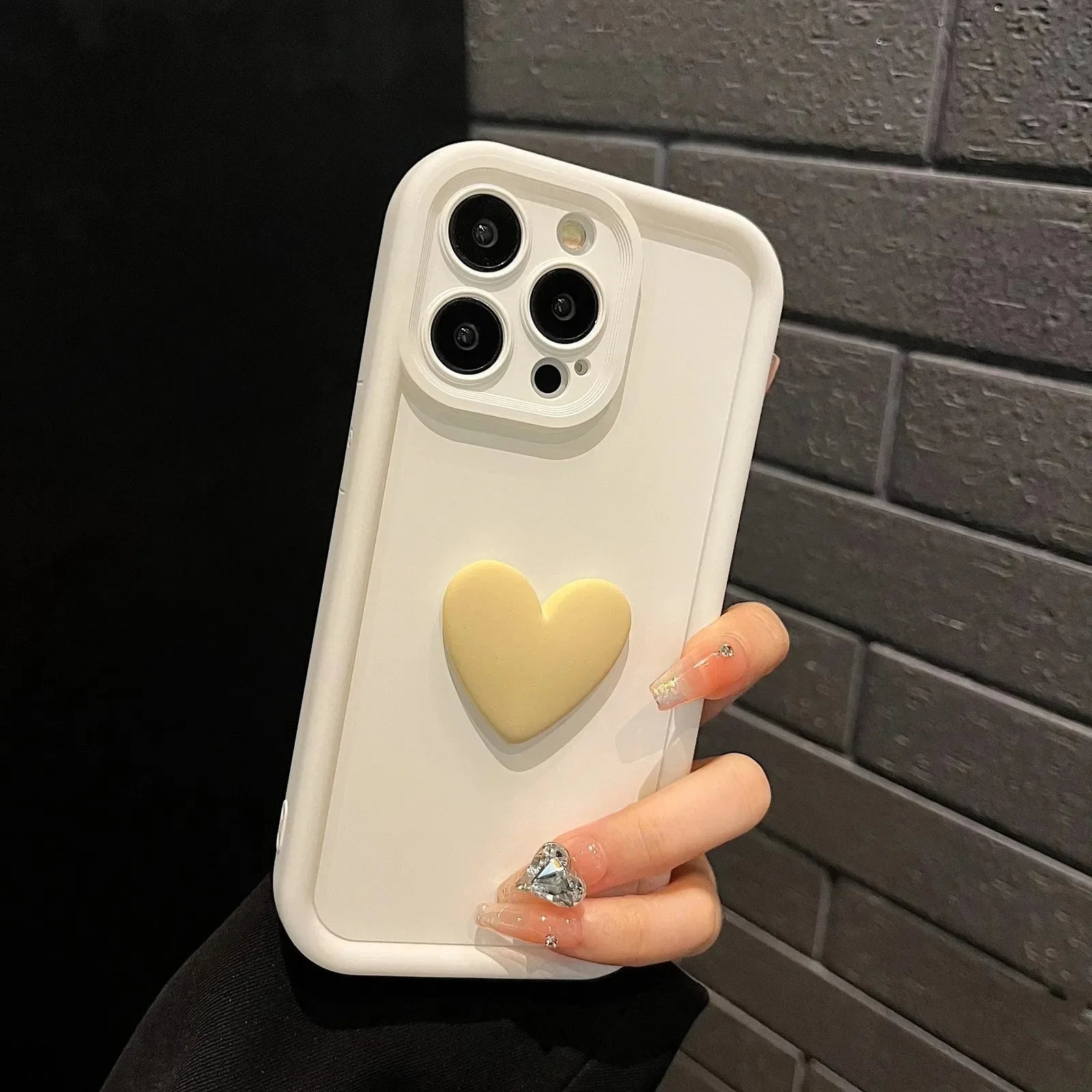 Luxury Cute 3D Love Heart Silicone Phone Case For iPhone 17Air 17 16 15 13 12 11 14 Pro Max X XR XS Shockproof Candy Back Cover
