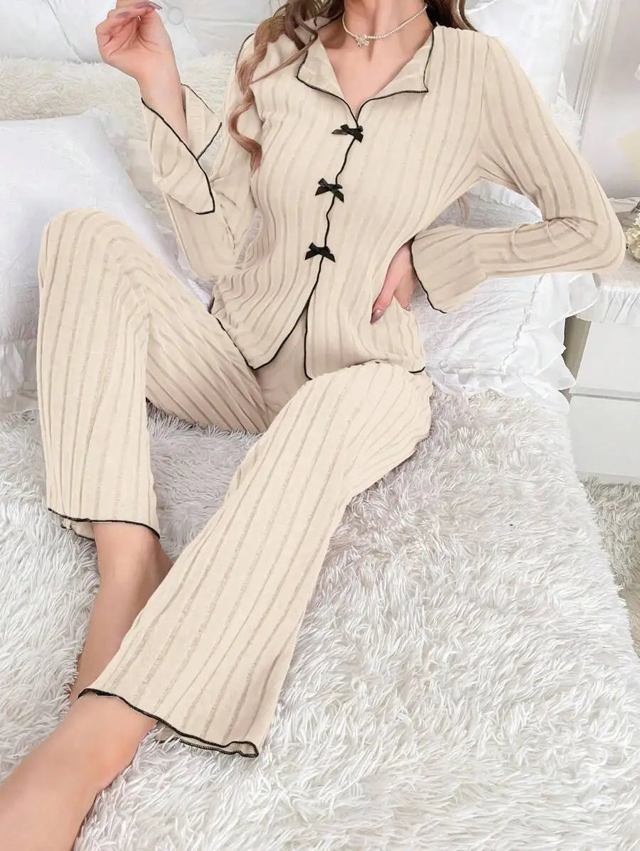 Sleepwear Women Pajama Set Woman Women's Home Clothes Trousers Sets Women's Pajamas Summer Pijama Wear Long Sleeve Sleep Lounge