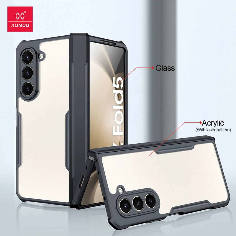 Xundd For Samsung Galaxy Z Fold 3 4 5 6 Fold 7 Foldable Case Airbag Anti-drop Camera Protect Acrylic&TPU Cover For 폴드5 케이스