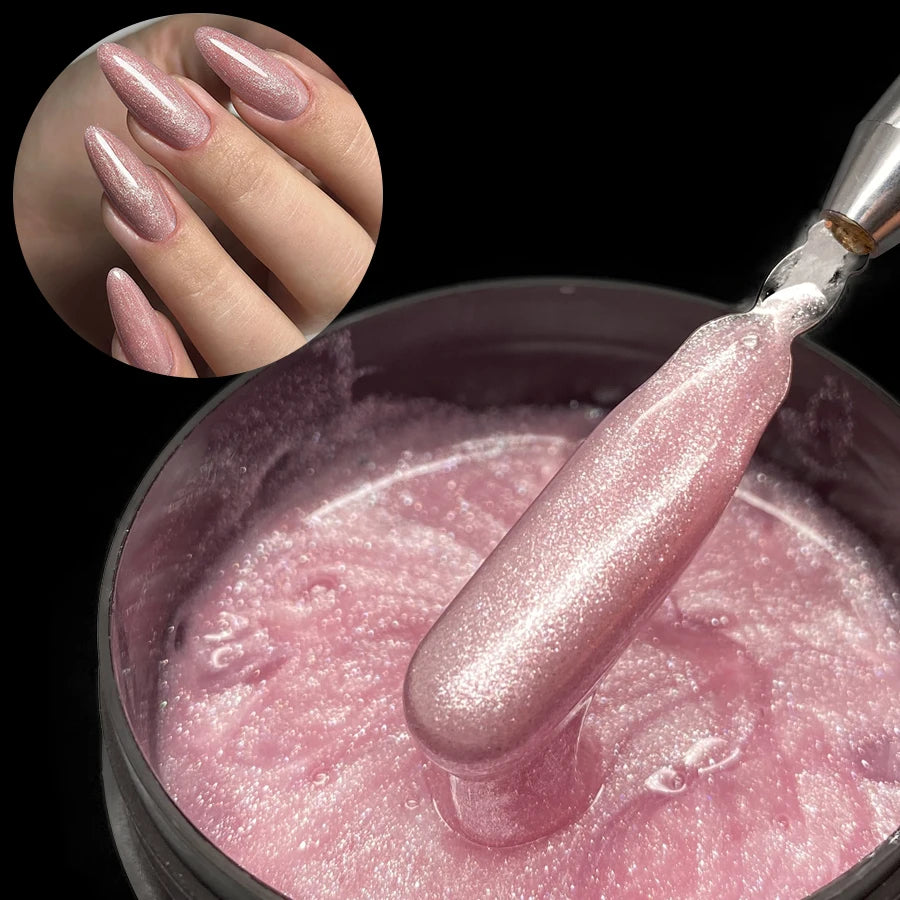 Jillnails 100g Shimmer Rose Milky White Pink Builder Nail Gel for Nails Extensions Self Leveling