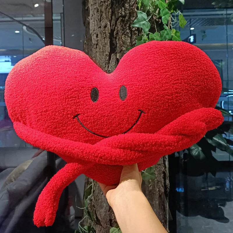 Ins Sofa Cute Red Heart-shaped Pillow Bedroom Headboard Living Room Niche Plush Wedding Cushion Heart-shaped Pillow Ornament