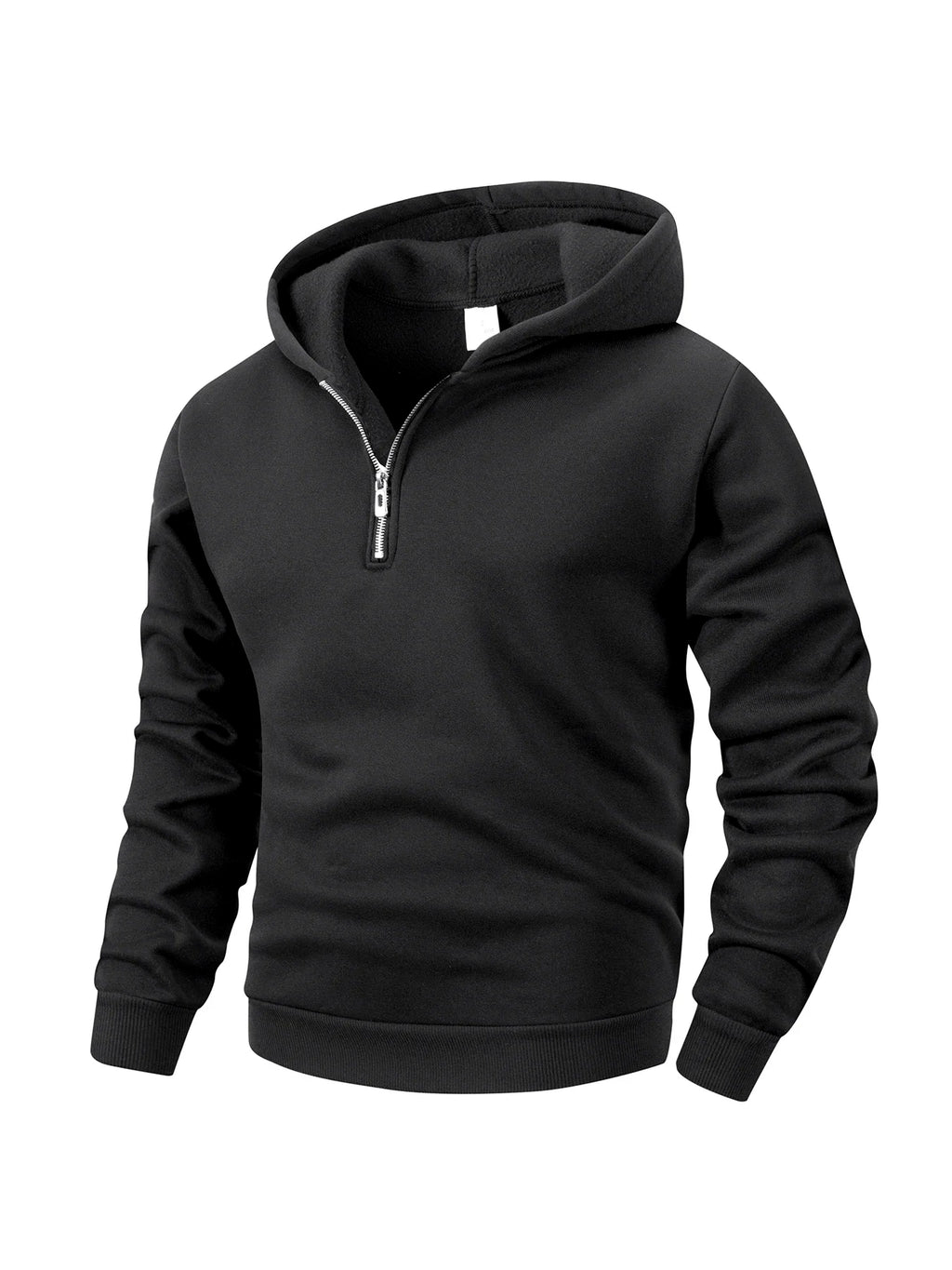 Men's Half Zipper Hooded Hoodies New Solid Color Long Sleeve Sweatshirts Autumn Loose Sport Warm Sweats Fashion Casual Pullover
