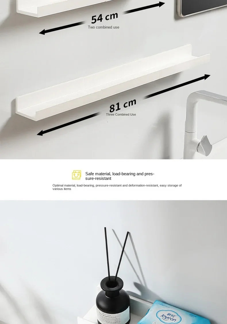 Bathroom Shelf Makeup Storage Organizer  Rack Self Adhesive No-drill Shelves Wall Shampoo Rack Shower Shelf