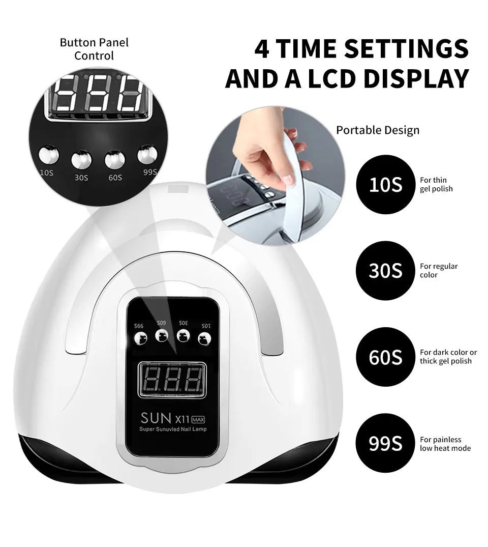 SUN X11 MAX Professional Nail Drying Lamp for Manicure 280W Nails Gel Polish Drying Machine with Auto Sensor UV LED Nail Lamp