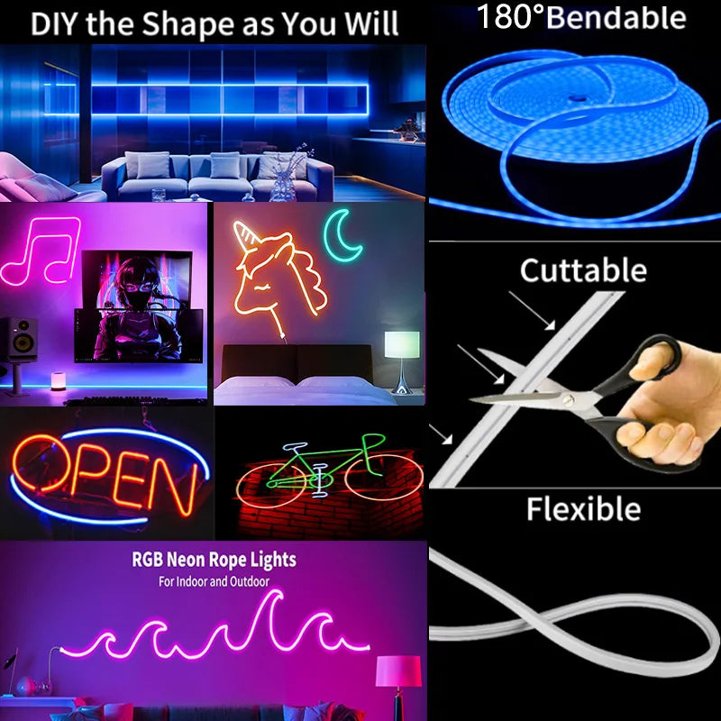Tuya WIFI Led Strip Lights 5M 3M 2M 1M Waterproof RGB LED Neon Light Work With Alexa 5V USB Fita Led Lamp For Home Decoration